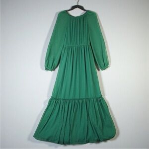Gal Meets Glam Georgette Tiered Maxi Dress Tiered Sheer Green Womens Sz 4 Green